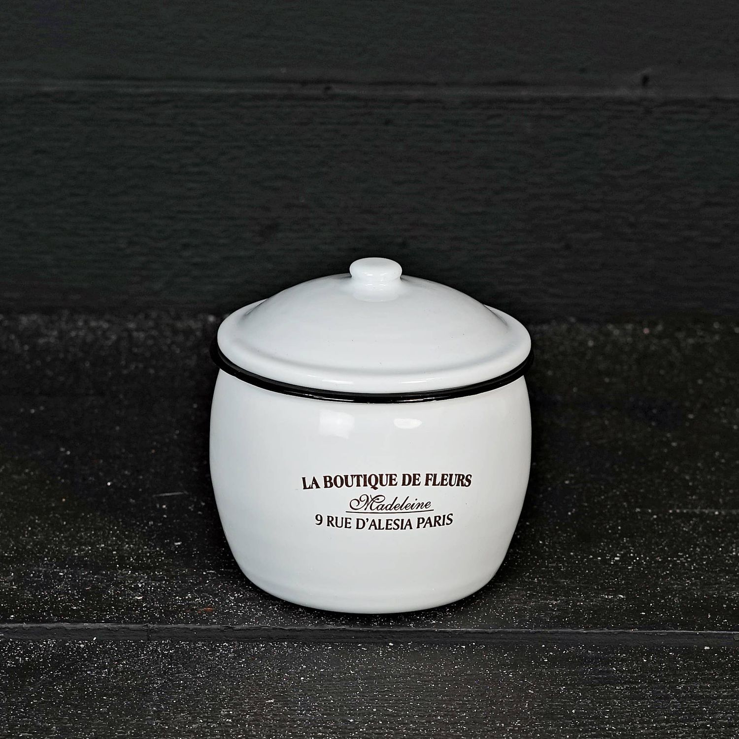 M5710-  Enamelware Round Canister with Lid, 5"Dx5.5"H