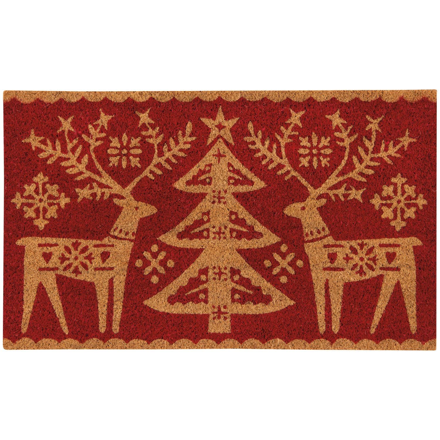 Folk Forest Christmas Monochrome Doormat