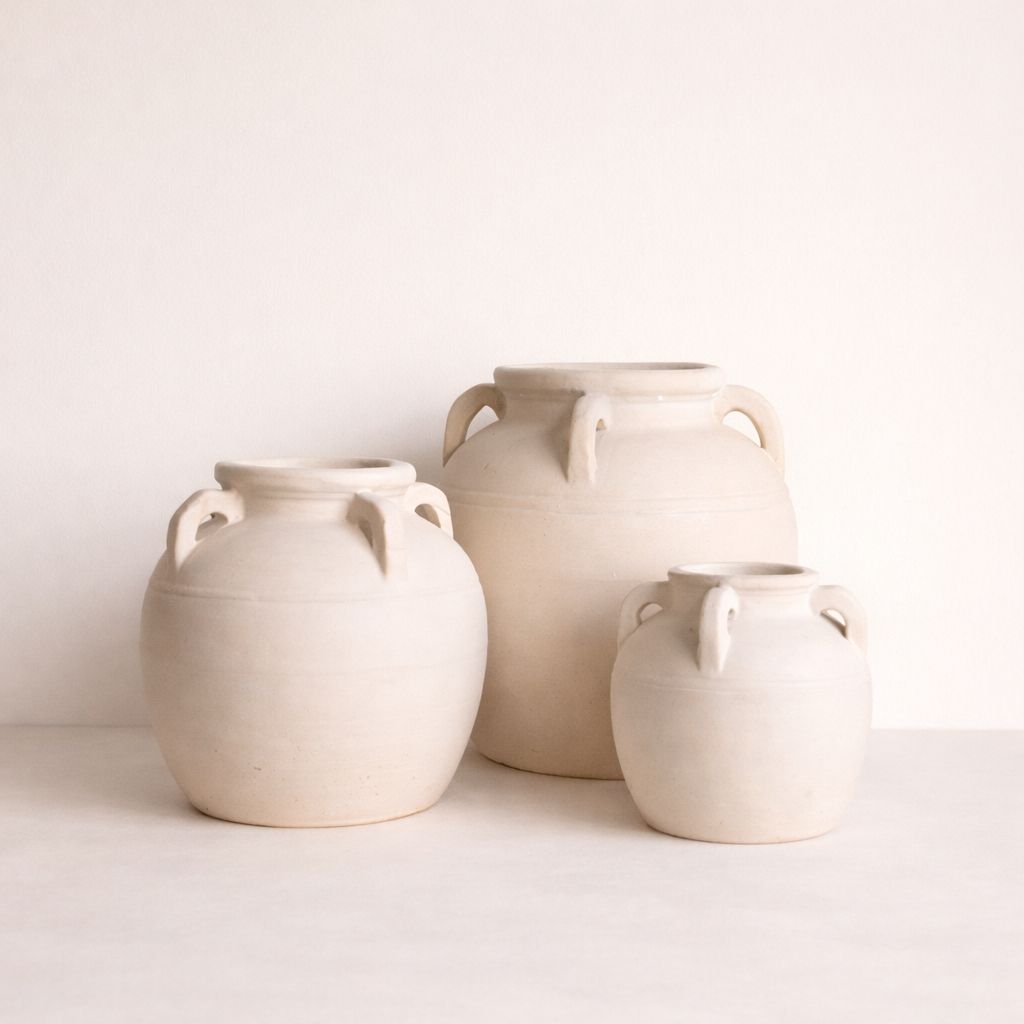 Cordoba White Matte Vase With Handles: Small