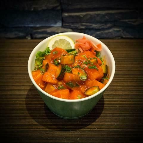 Spicy Salmon Sashimi Don