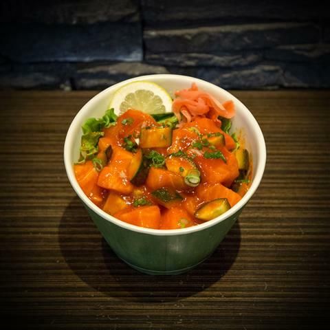 Spicy Salmon Sashimi Don