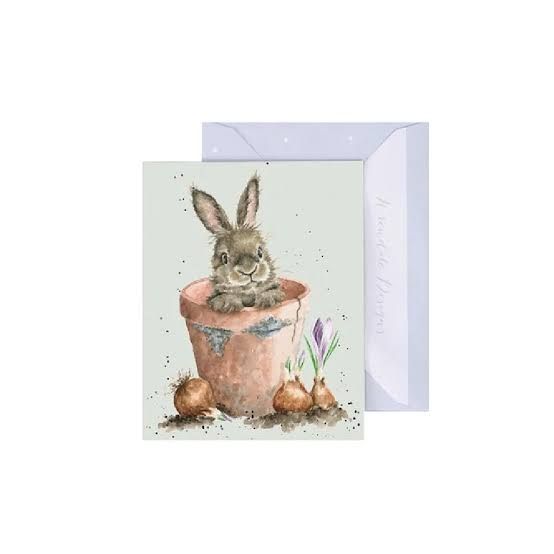 Wrendale Enclosure Card Flower Pot Bunny