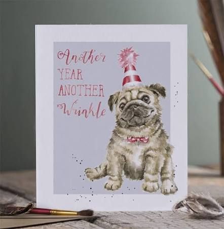 Wrendale Card Another Wrinkle Pug Birthday