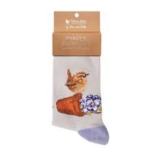 Wrendale Socks "Pottering About" Wren