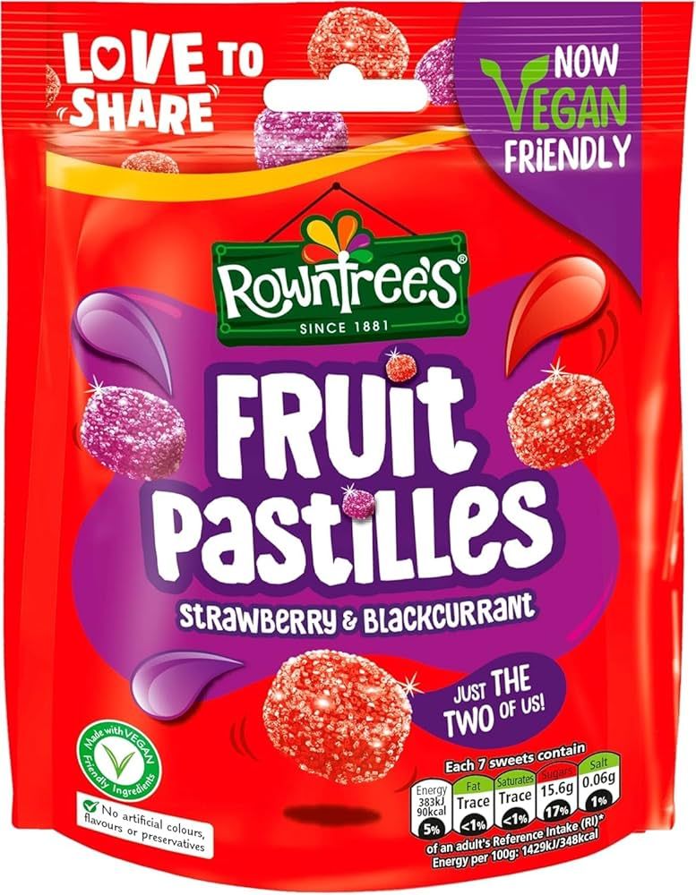 Rowntree's Fruit Pastilles Strawberry &amp; Blackcurrant Hanging Bag