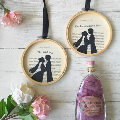 Harry Potter Wedding book art made from original book pages / Unbreakable Vow