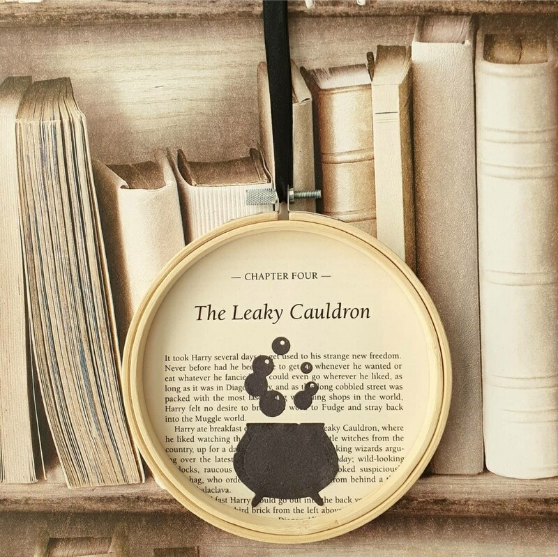 Harry Potter Leaky Cauldron made from original book pages Halloween