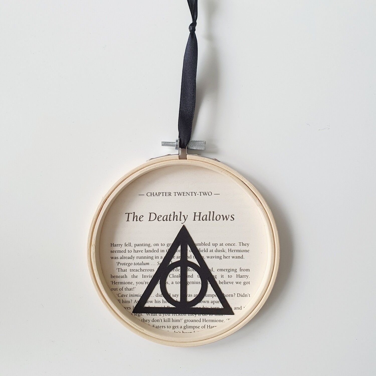 Harry Potter Deathly Hallows book art made from an original book page - READY TO SHIP