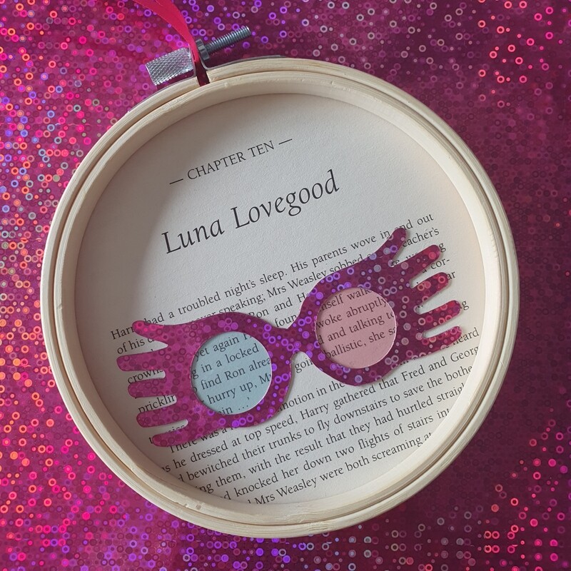 Harry Potter Luna Lovegood book art made from original book pages from The Order of the Phoenix 