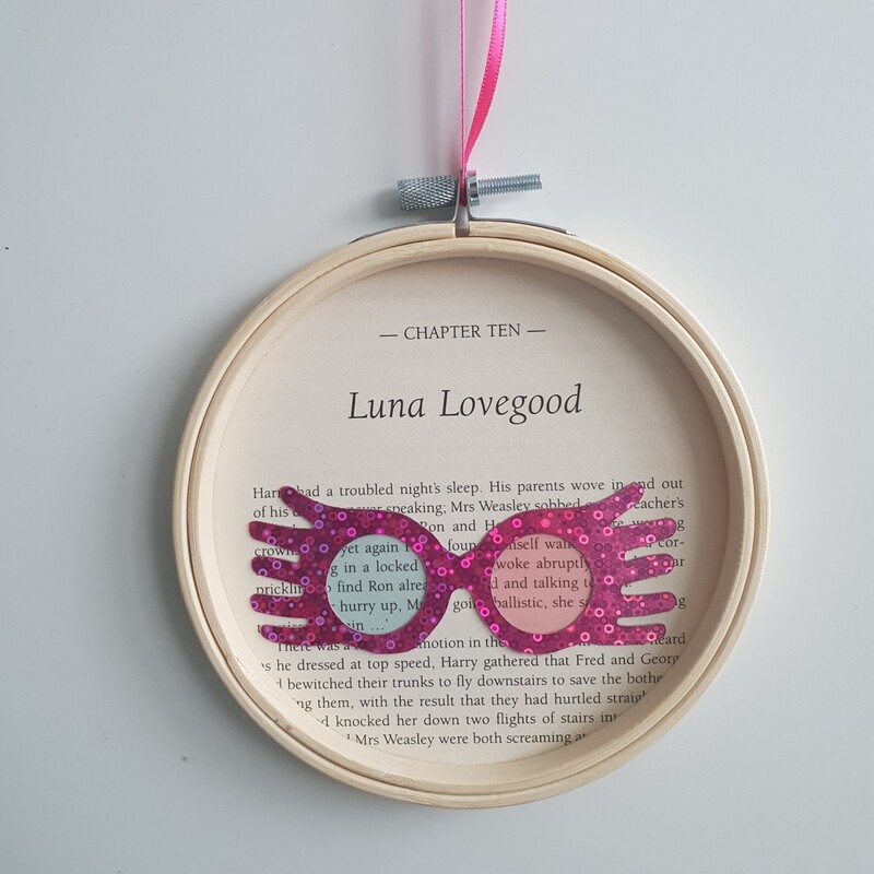 Harry Potter Luna Lovegood book art made from original book pages from The Order of the Phoenix 