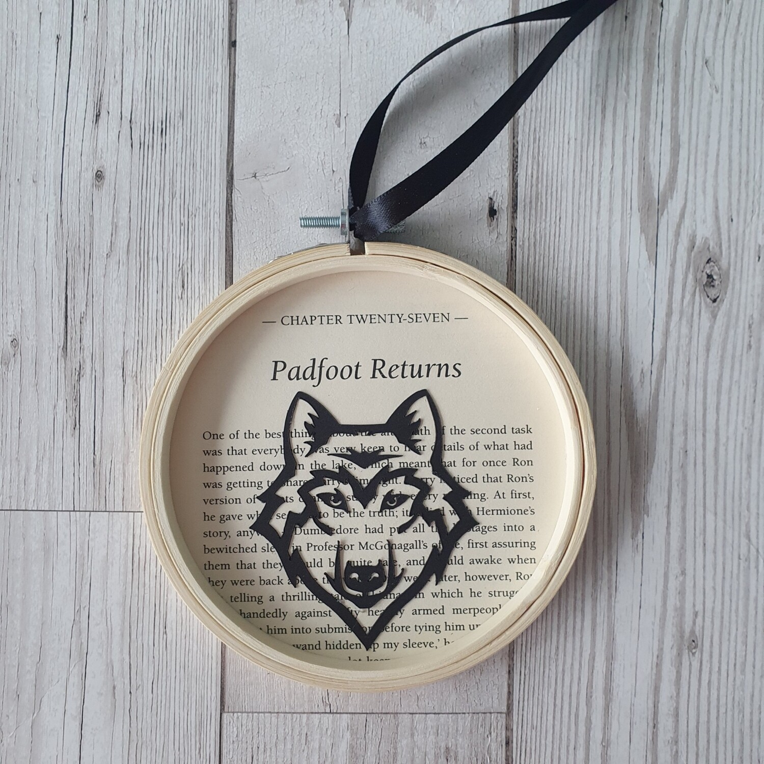 Harry Potter Padfoot Returns book art made from original book pages from The Goblet of Fire - Sirius Black Wolf - READY TO SHIP