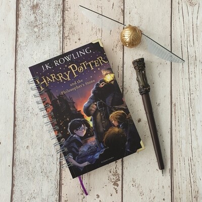 Harry Potter and the Philosopher's Stone Notebook made from a paperback book