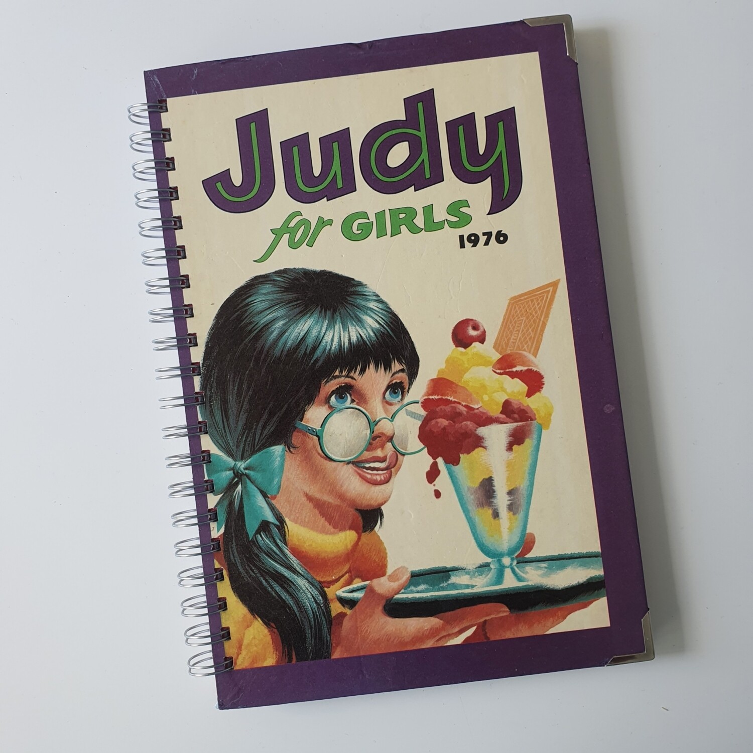 Judy for Girls 1976 Ice Cream Sundae plain paper notebook, with metal book corners