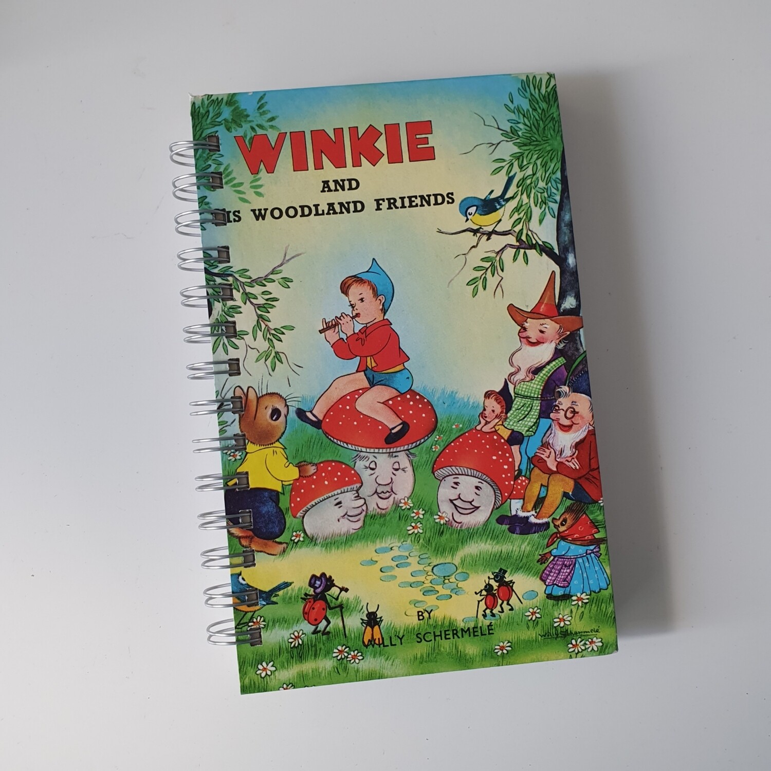 Winkie and his woodland Friends- plain paper notebook toadstool, elf, 1976