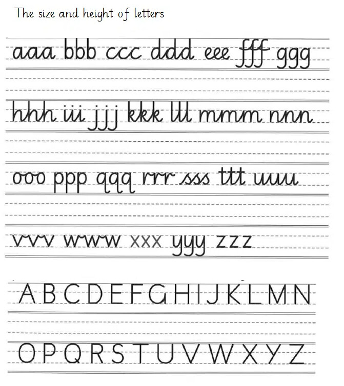Handwriting Practice Book / Lined paper / Calligraphy