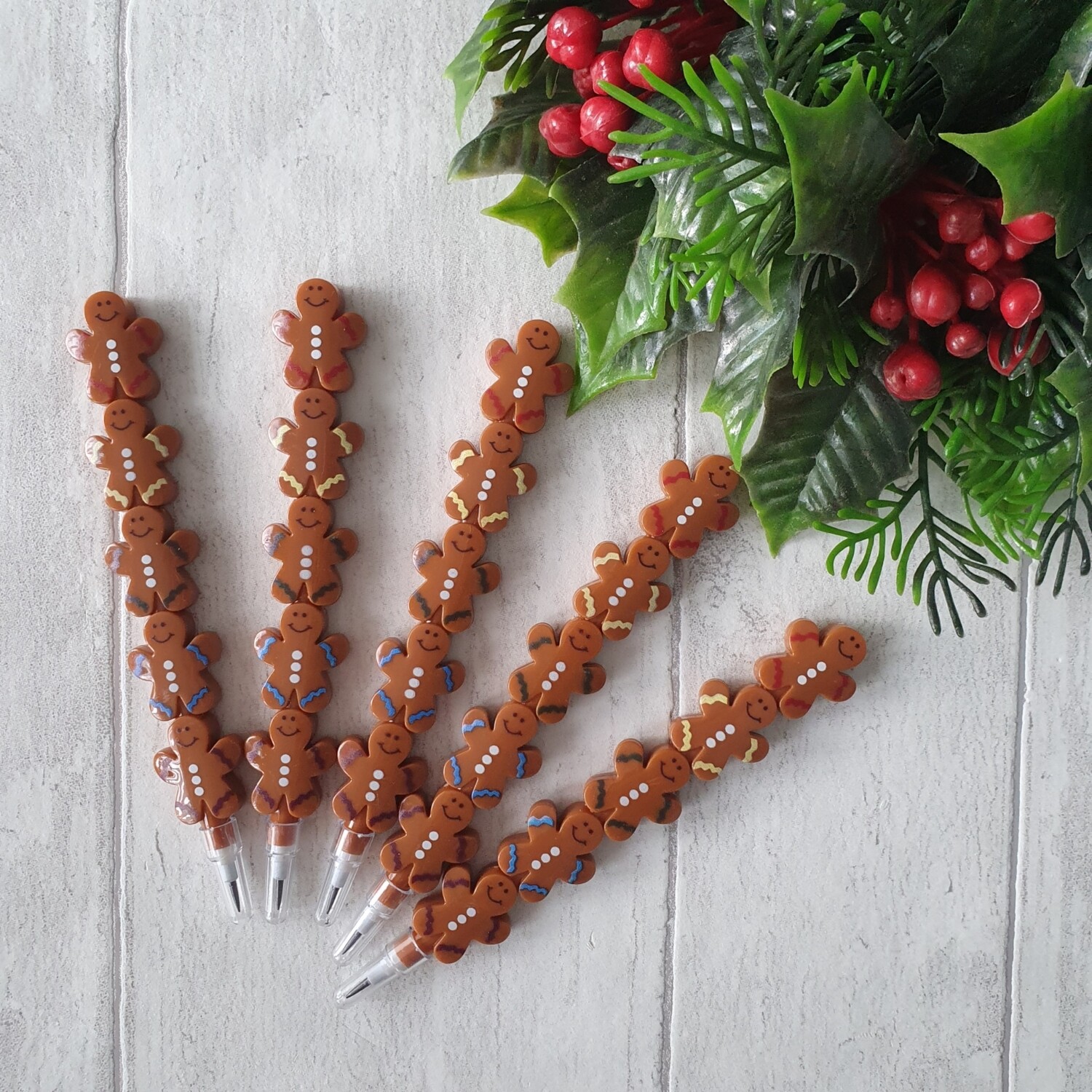 Retro Gingerbread Men Christmas Pencils