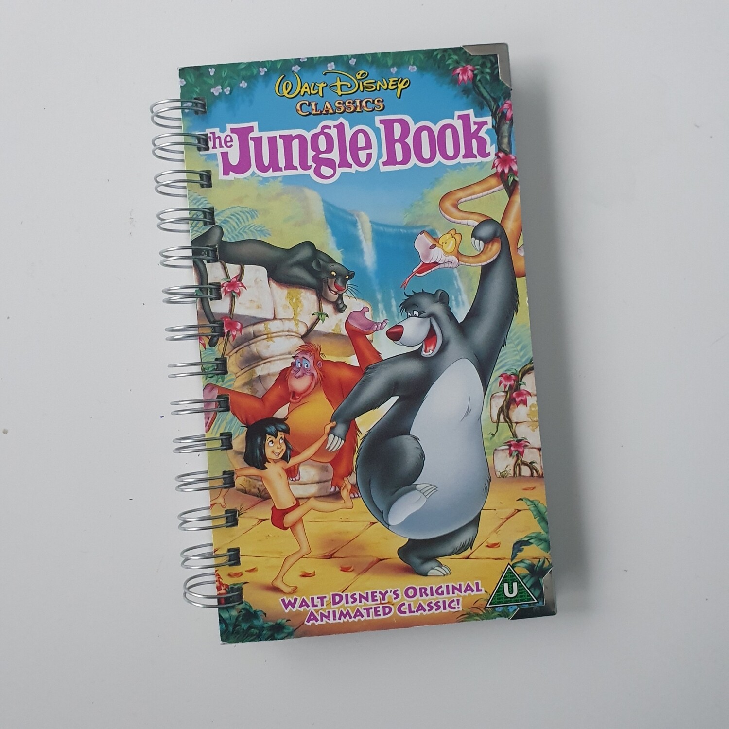 Jungle Book  lined paper Notebook - made from a VHS sleeve, READY TO SHIP