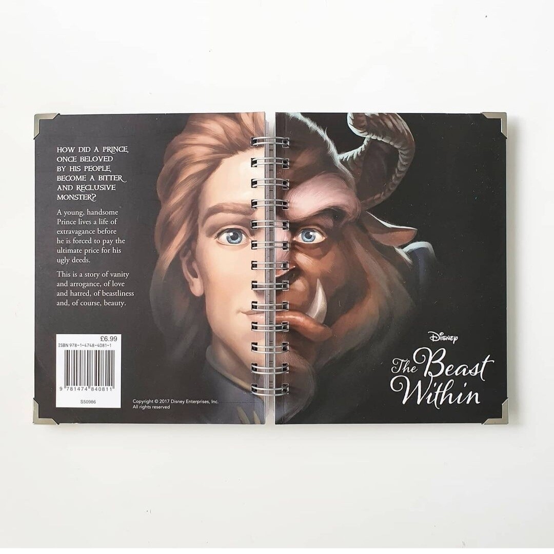 The Beast Within, Beauty and the Beast - Twisted Tales , Disney Notebook - made from a paperback book, comes with book corners