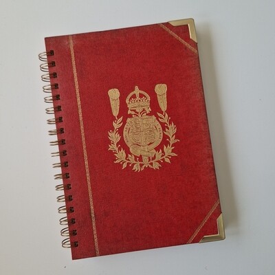 Victorian (1890s) Red and Gold lined paper notebook notebook -READY TO SHIP - comes with gold metal book corners and spine