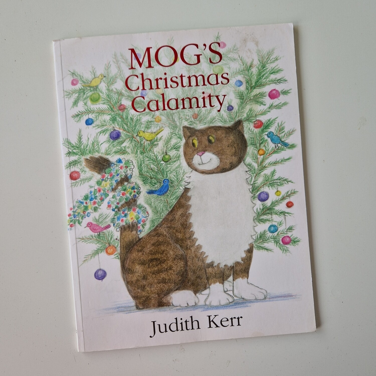 Mog's Christmas Calamity Notebook - made from a paperback book - metal book corners are included