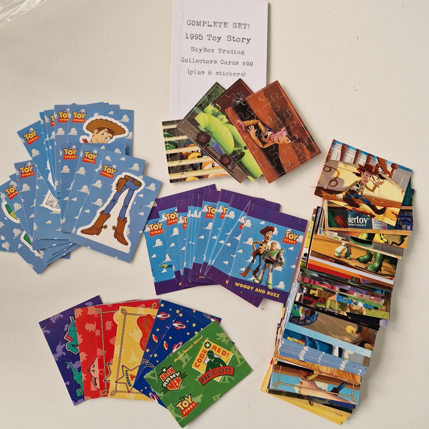 1995 Toy Story SkyBox Trading Cards x 90 (Plus 8 stickers) - READY TO SHIP