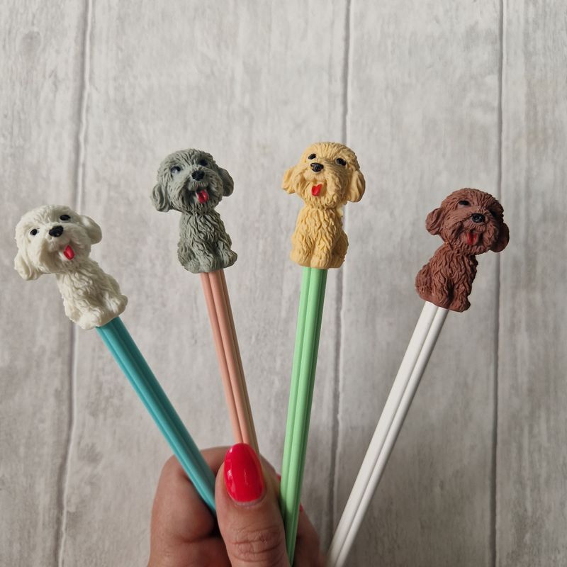 Dog Eraser and Flower Pencil - cockapoo / poodle