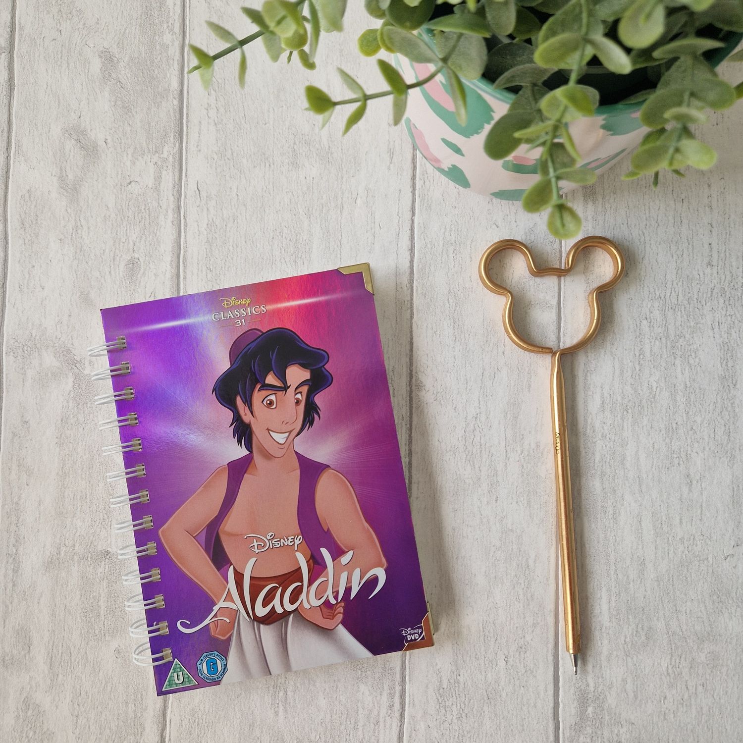 Aladdin Disney holographic lined notebook - made from a DVD sleeve - READY TO SHIP