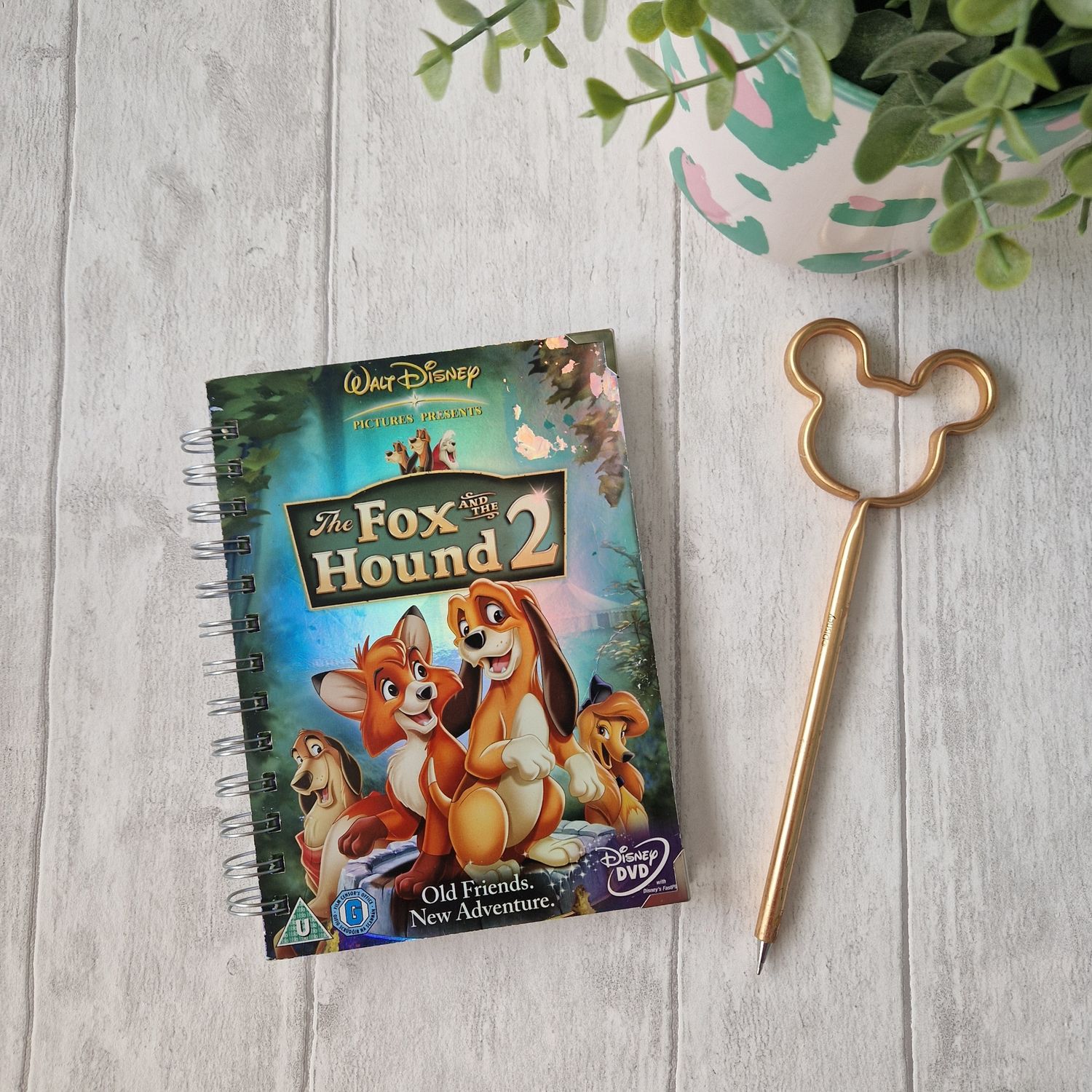 The Fox and the Hound 2 Disney holographic plain paper notebook - made from a DVD sleeve - READY TO SHIP