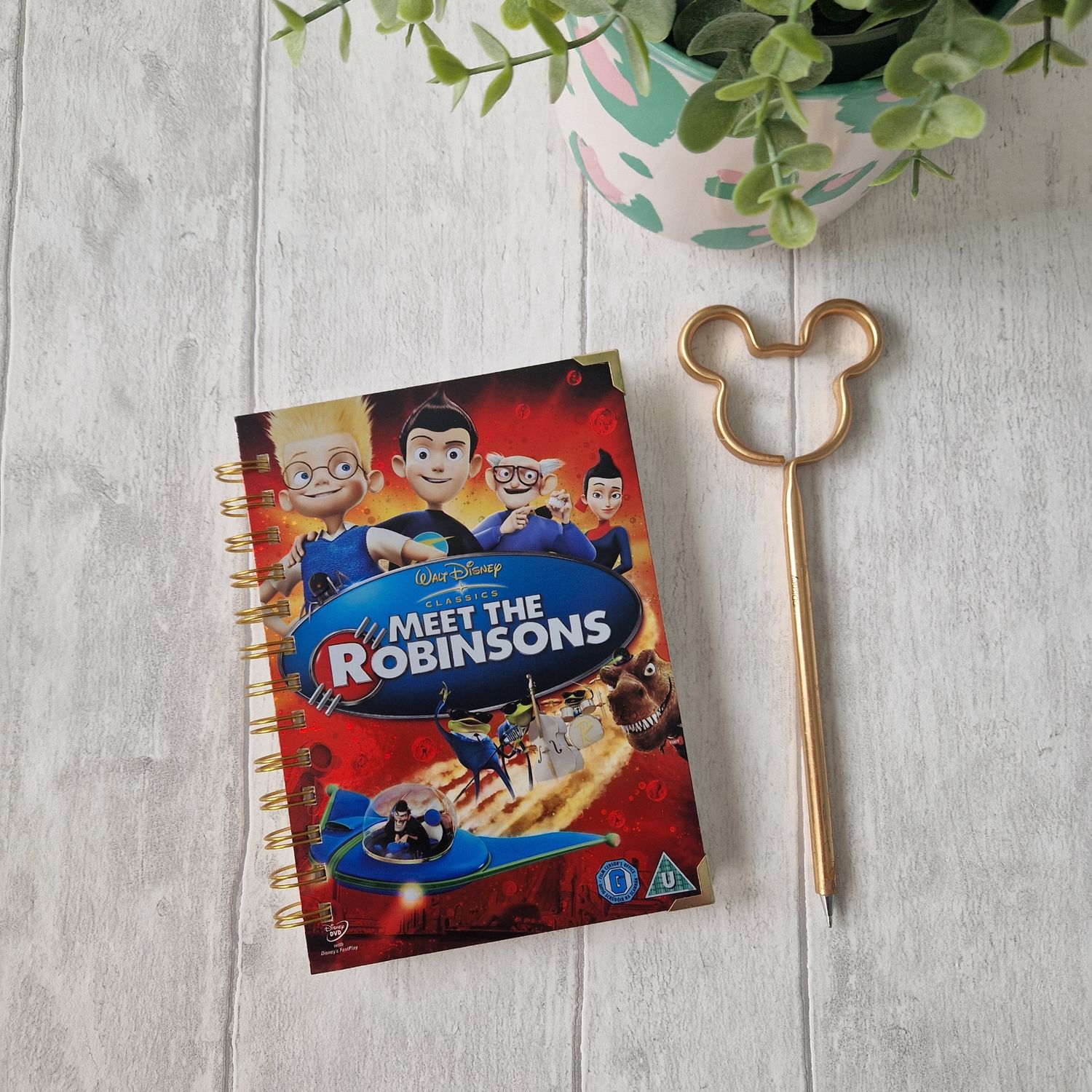 Meet the Robinsons Disney holographic lined notebook - made from a DVD sleeve - READY TO SHIP