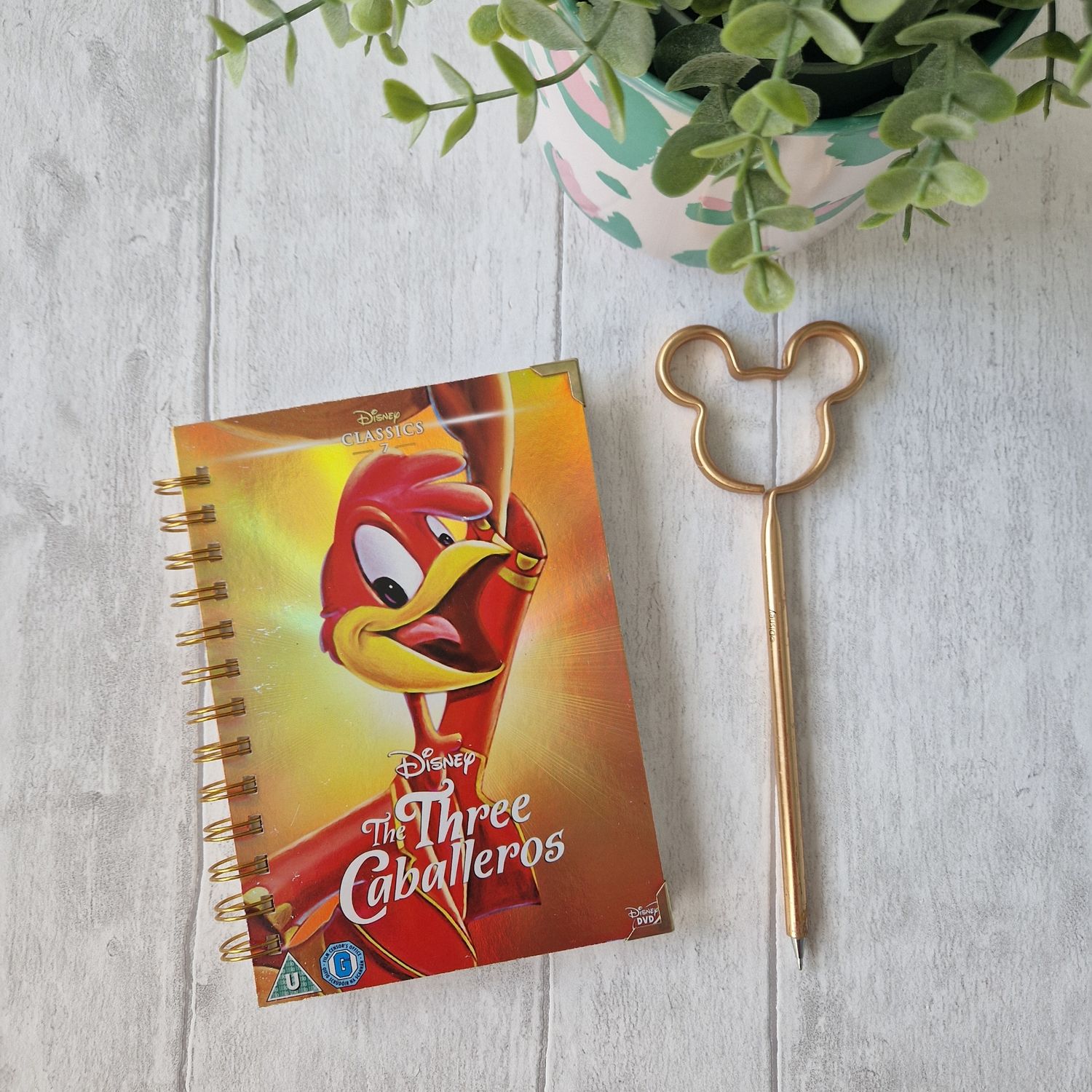 The Three Caballeros Disney holographic lined notebook - made from a DVD sleeve - READY TO SHIP