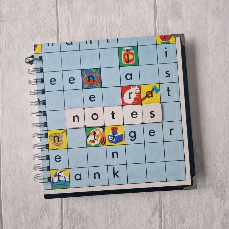 Junior Scrabble Lined notebook - READY TO SHIP - made from a board game