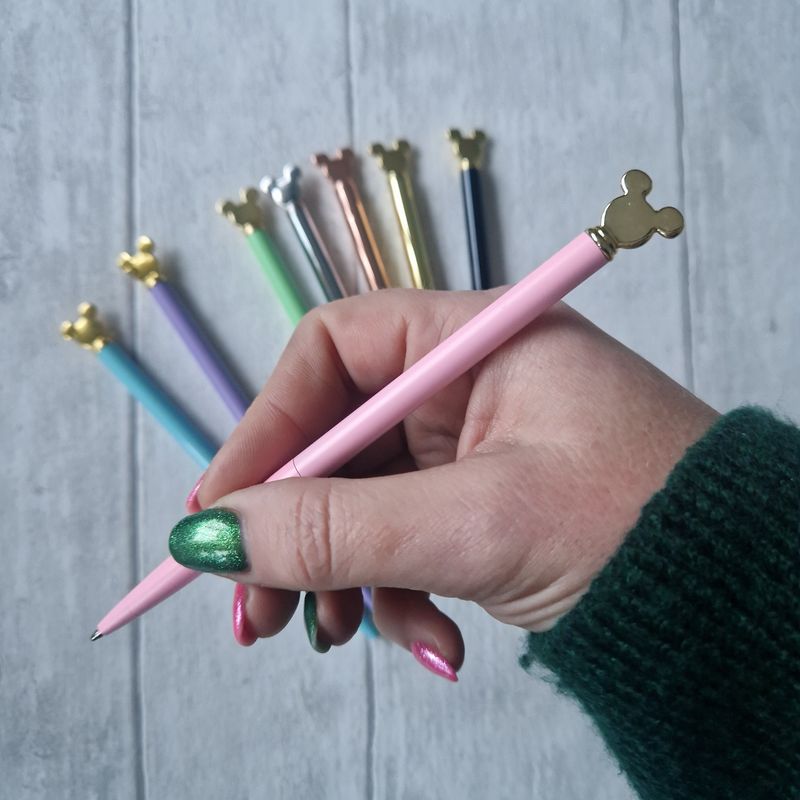 Mouse metal ballpoint slim pens - black ink