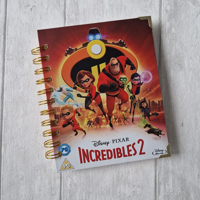 Incredibles 2 Disney lined notebook - made from a Blu-Ray sleeve - READY TO SHIP