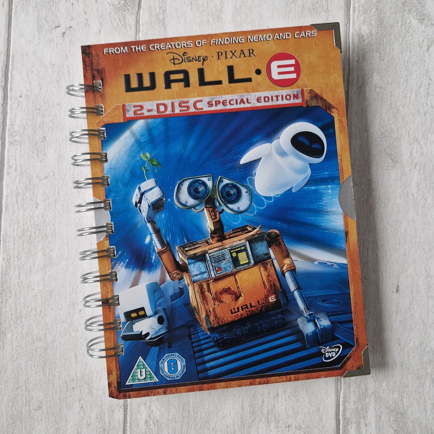 Wall.E Disney holographic lined notebook - made from a DVD sleeve - READY TO SHIP
