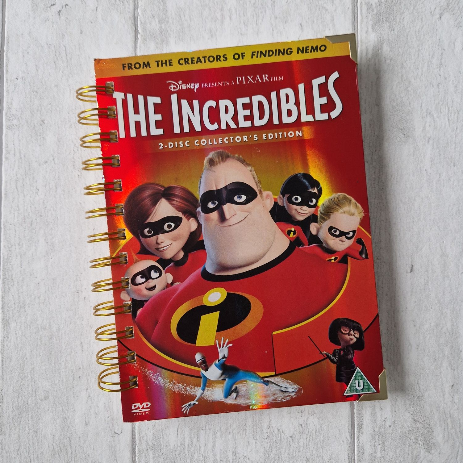 The Incredibles Disney holographic lined notebook - made from a DVD sleeve - READY TO SHIP