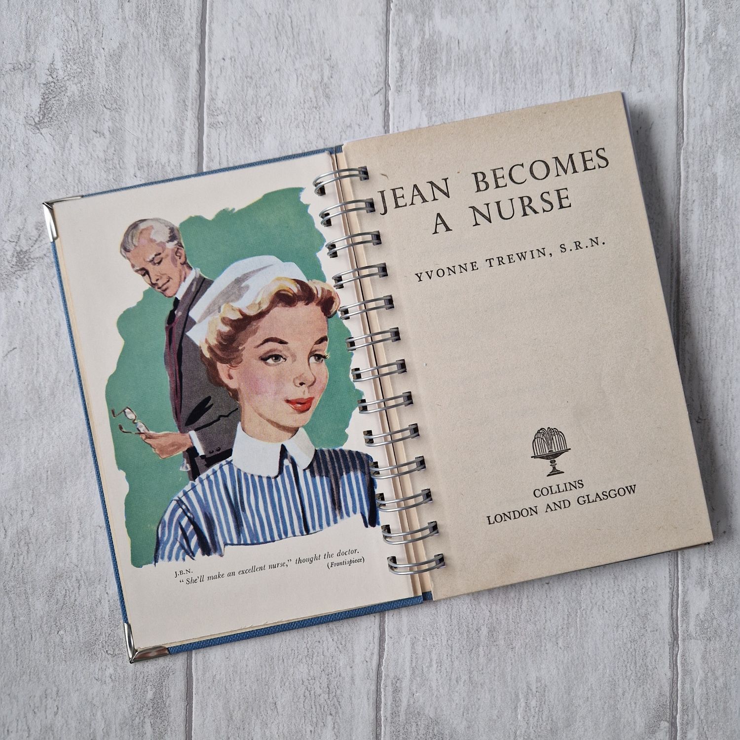 Jean Becomes a Nurse  1957 vintage lined Notebook - READY TO SHIP