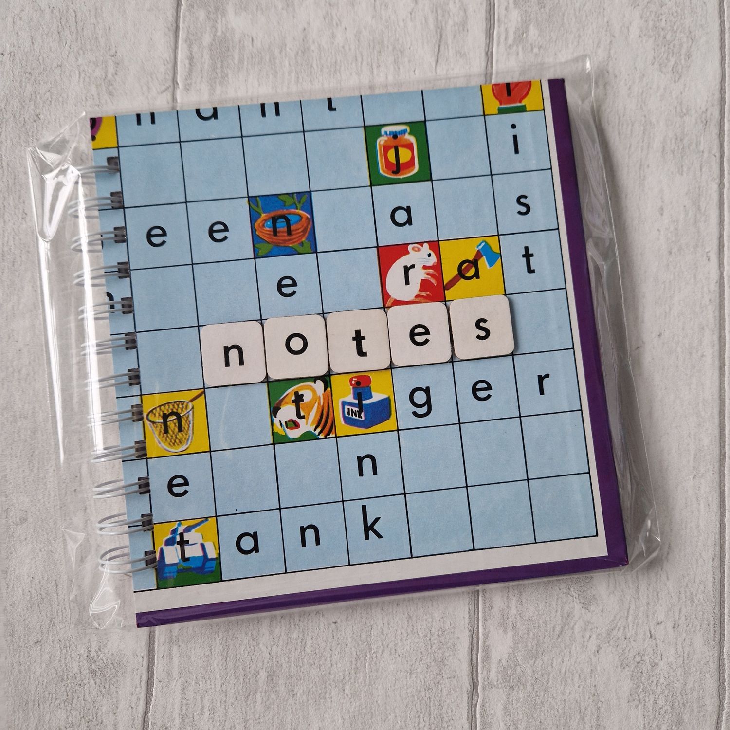 Junior Scrabble Lined notebook - READY TO SHIP - made from a board game