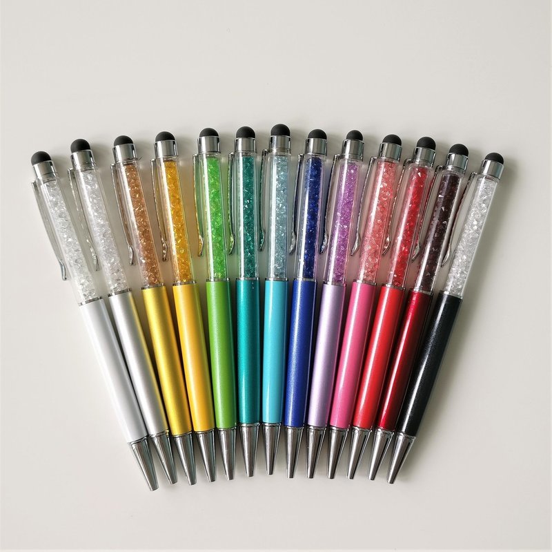 Gem stone sparkle black ink ballpoint pen