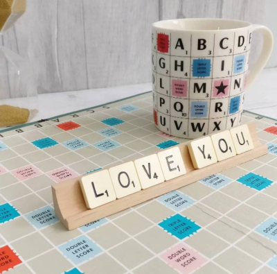 Personalised Scrabble signs made from original Scrabble pieces, choose your words