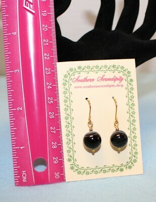 Genuine Black &amp; White Banded Agate Drop Earrings