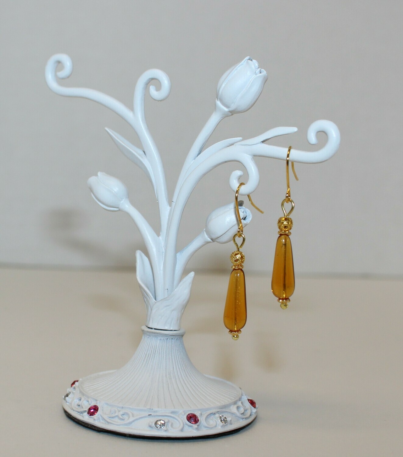 Amber Czech Glass Drop Earrings