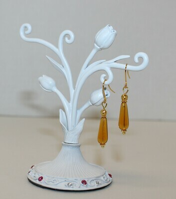 Amber Czech Glass Drop Earrings