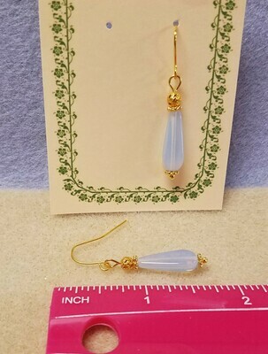 Moonstone Blue Czech Glass Drop Earrings