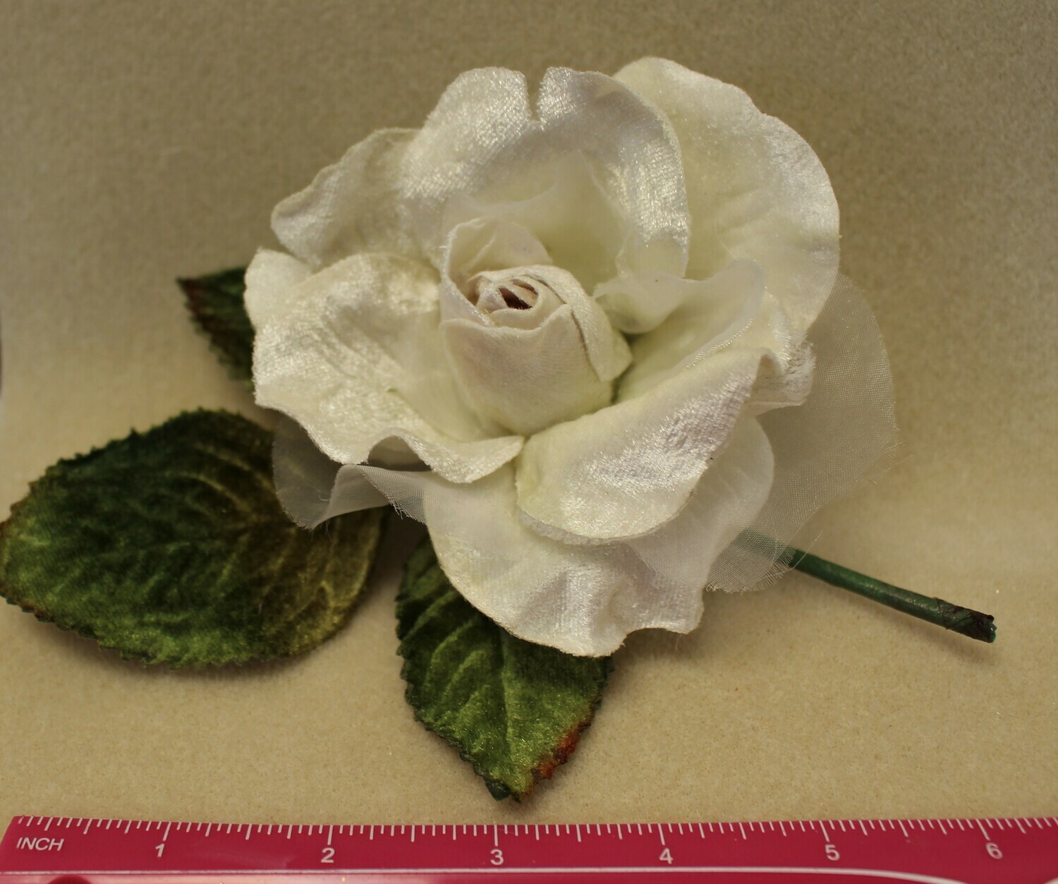 Vintage Winter White Velvet Rose