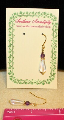 Genuine Amethyst &amp; Czech Glass Drop Earrings
