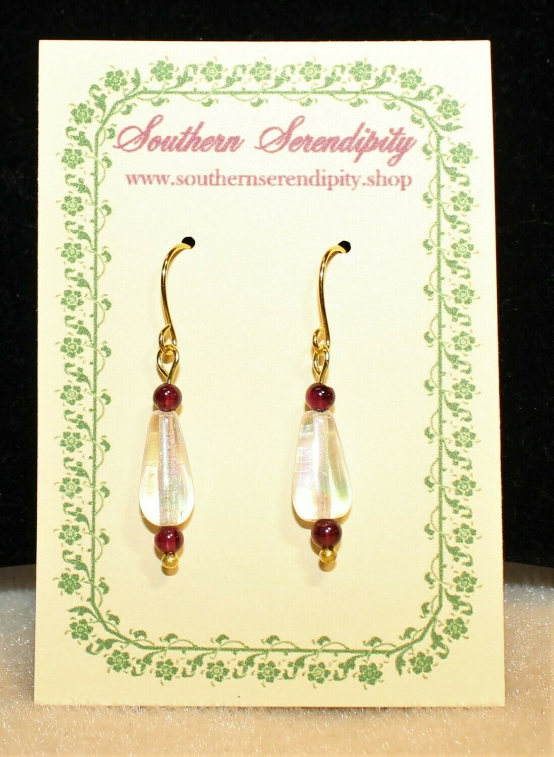 Beautiful Genuine Garnet and Czech Drop Earrings