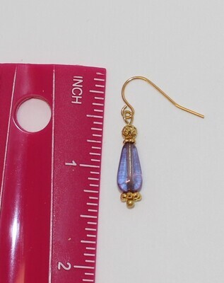 Lovely Iridescent Amethyst Czech Glass Drop Earrings