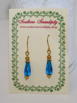 Teal Blue Premium Czech Glass Earrings
