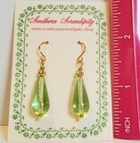 Lovely Peridot Czech Glass Drop Earrings