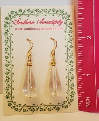 Lovely Clear Czech Glass Drop Earrings